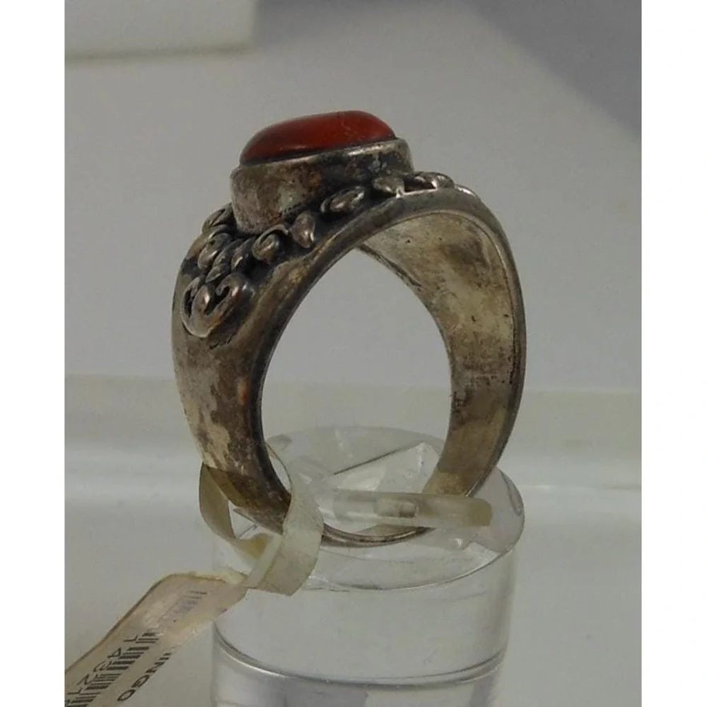 Exquisite Vintage 1990's Sterling Silver Carnelian Cigar Band Ring - Size 7.5 - Picture 11 of 11